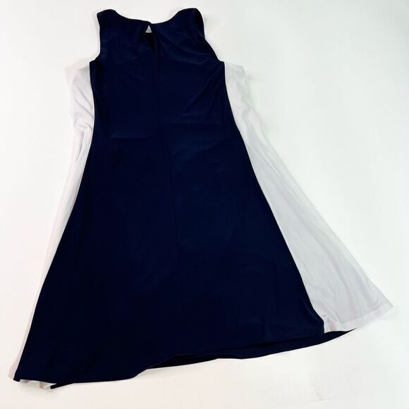 Lauren Ralph Lauren Shift Dress Women's 12 Blue & White 2-Tone Keyhole Back Mini - Picture 7 of 10